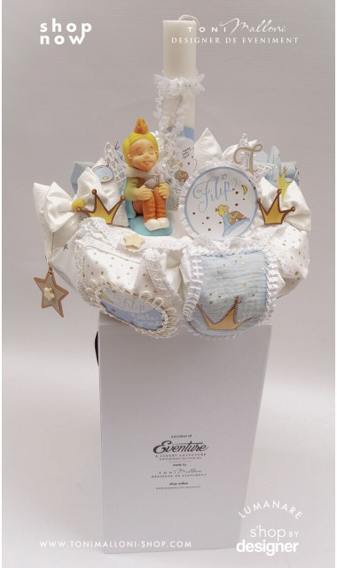 Lumanare botez Le Petit Prince cu figurina Micul Print lucrata manual 1